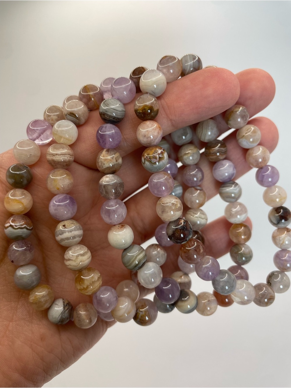 ONE Amethyst with Crazy Lace Agate Bead Bracelet - 8mm (0165)
